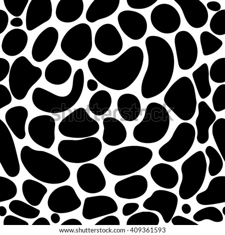 Minimalistic Black and white abstract blob texture, seamless pattern with dots, circles, smooth shapes