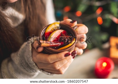 Similar – Image, Stock Photo Hot mulled wine at the Christmas market