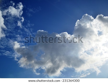 Spectacular  blue sky over the caribbean sea Venezuela (South America), clouds, sun and natural light, nature scene, can be used as background, color,nature, ecology