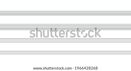 Vector illustration different shapes skirting boards for wall or floor isolated on white background. Set of realistic white seamless baseboards in flat style. Plastic or wood molding patterns. Foto d'archivio © 