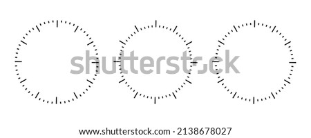 Vector illustration round meter scale isolated on white background. Measuring circle scale in flat style. Clock face template. Blank vintage watch round dial.
