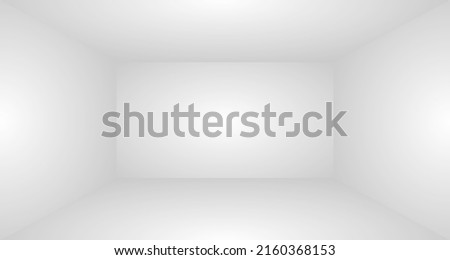 Vector illustration of empty studio background. Luxury gray abstract background for product display. Volumetric empty studio room with spotlight effect backdrop. Inner box space. Gray neutral mockup.