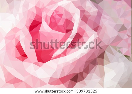 pastel rose flowers polygon for background, polygonal flower design