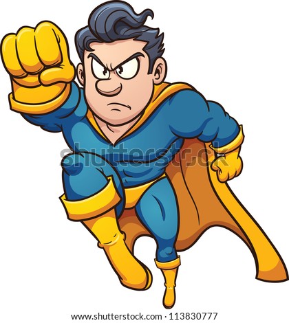 Cartoon Flying Superhero. Vector Illustration With Simple Gradients ...