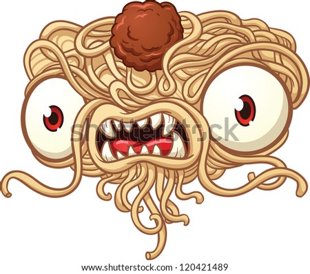 Spaghetti monster. Vector clip art illustration with simple gradients. All in a single layer.