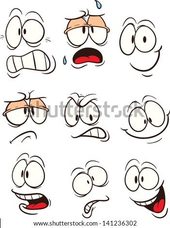 Cartoon Faces. Vector Clip Art Illustration. Each On A Separate Layer ...