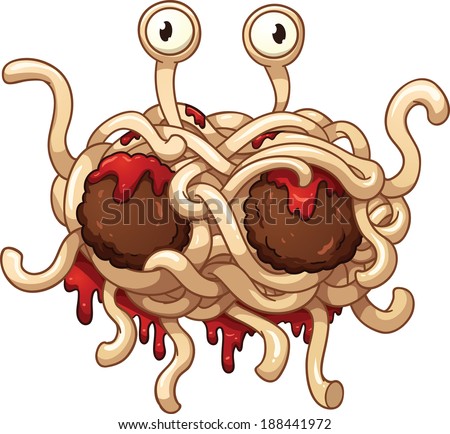 Flying spaghetti monster. Vector clip art illustration with simple gradients. All in a single layer.