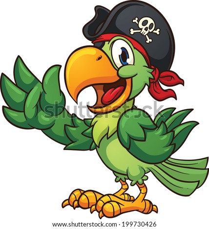 Cartoon Pirate Parrot. Vector Clip Art Illustration With Simple ...