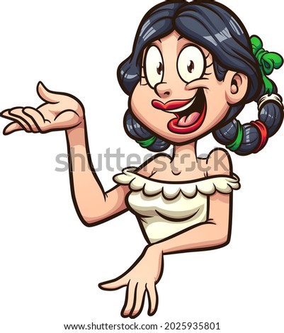 Cartoon woman torso with a typical Mexican attire. Vector clip art illustration with simple gradients. All on a single layer. 
