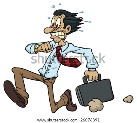 Cartoon Employee Running With Briefcase. Stock Vector Illustration ...