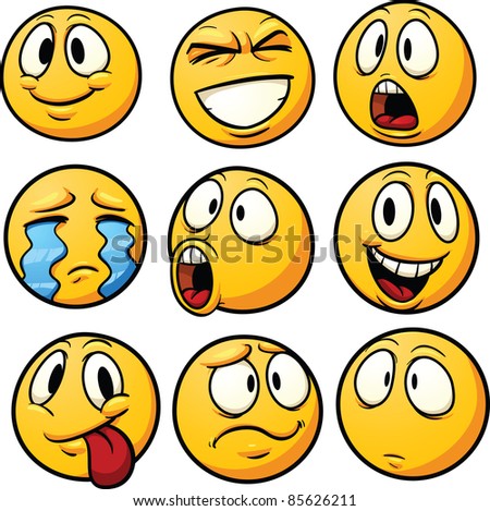 Yellow Cartoon Emoticons. Vector Illustration With Simple Gradients ...