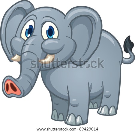 Cute Cartoon Elephant. Vector Illustration With Simple Gradients. All ...