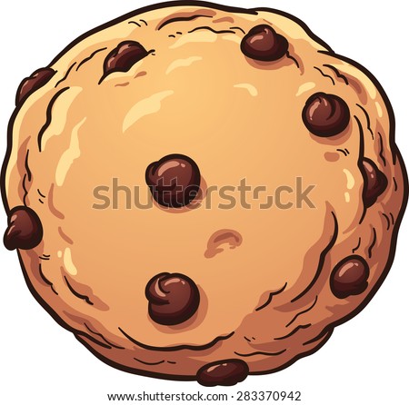 Chocolate chip cookie. Vector clip art illustration with simple gradients. All in a single layer.