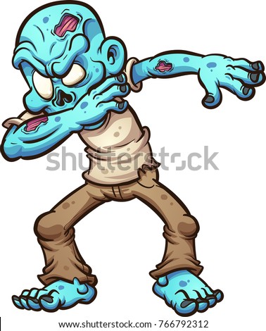 Dabbing cartoon zombie. Vector clip art illustration with simple gradients. All in a single layer. 