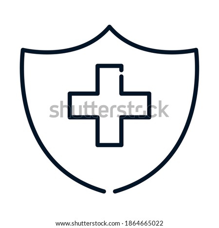 health medical shield cross protection line icon vector illustration