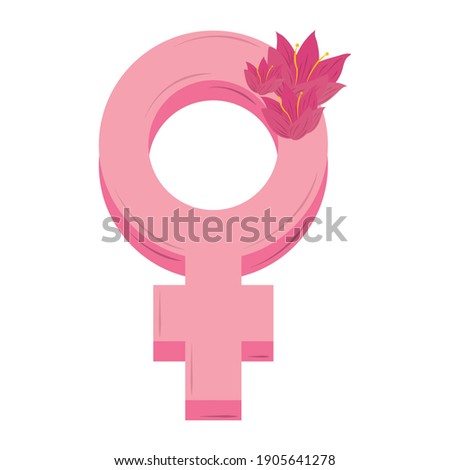 womens day pink gender female and flowers design vector illustration