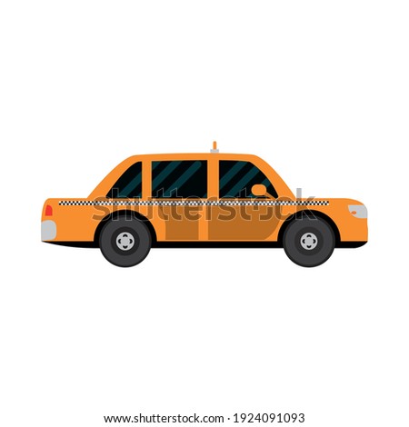 taxi cab public service car transport vehicle side view, car icon vector illustration