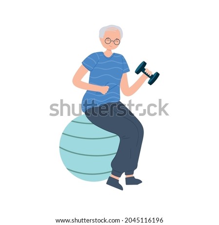 old woman with fitness dumbbell fitness Foto stock © 