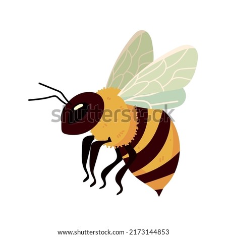 flying bee bug icon flat isolated