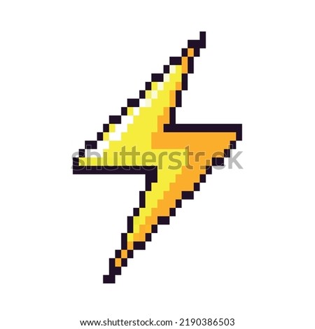 lightning pixel art icon isolated