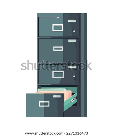 Modern filing cabinet drawer icon isolated
