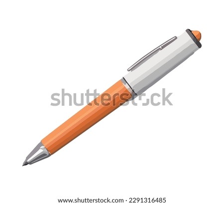 Shiny ballpoint pen creates sharp signature isolated