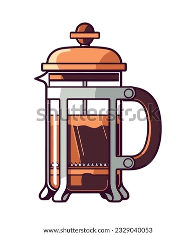 Coffee french press, maker beverage icon isolated