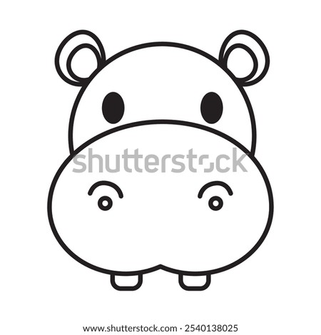 hippo head animal icon linear isolated