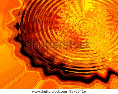 Orange and black waves. abstract illustration, fire colors