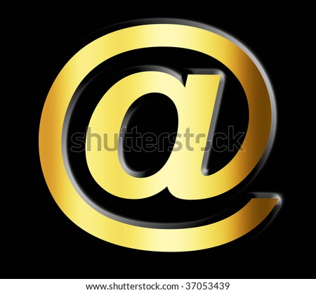 Gold Email Symbol Over Black Background. Illustration - 37053439 ...