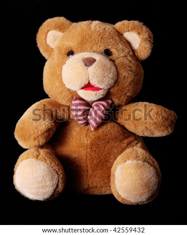 Brown Teddy Bear Over Black Background. Toy Stock Photo 42559432 ...