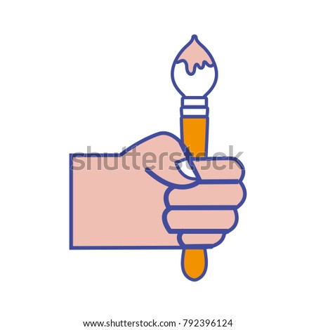 line color hand with painbrush art tool design