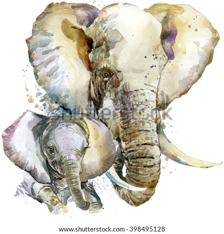 Elephant watercolor illustration