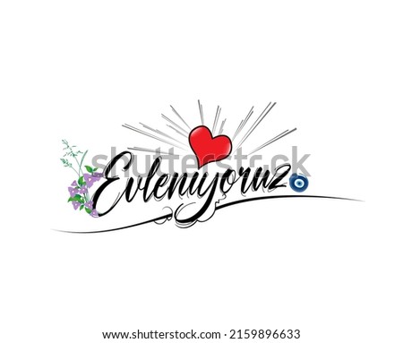 Logo design with 'evleniyoruz' text Stok fotoğraf © 