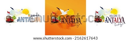 Logo design with 'welcome to Antalya' text Imagine de stoc © 