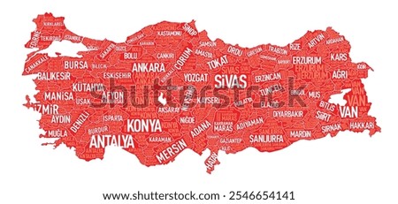 A detailed map of Turkey showcasing regional distribution with clear geographical layout. The map provides a clear view through distinct color tones, accurately reflecting the country's layout