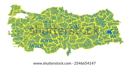 
The map of Turkey features provinces clearly labeled and arranged by geographical location, highlighting regional distribution across the country. The map is designed in Fenerbahçe colors.