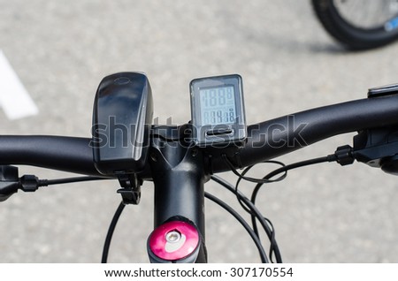 Components of the bicycle headlight and speedometer.