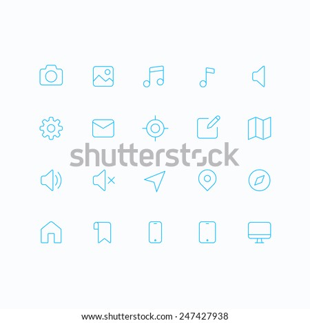 Outline vector icons for web and mobile. Thin 1 pixel stroke & 60x60 resolution.
