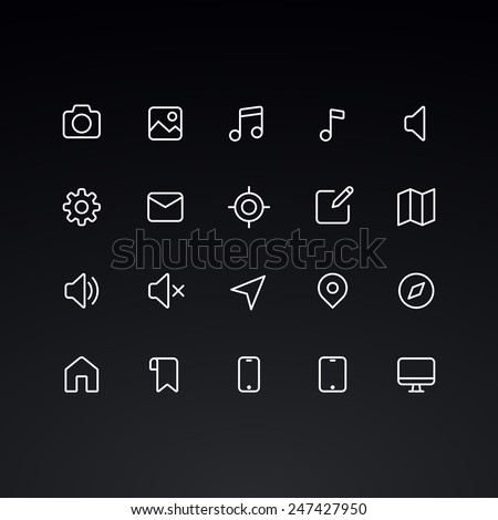 Outline vector icons for web and mobile. Thin 2 pixel stroke & 60x60 resolution.