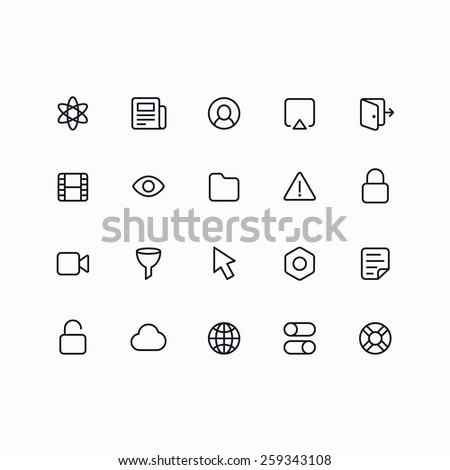 Outline vector icons for web and mobile. Thin 2 pixel stroke & 60x60 resolution