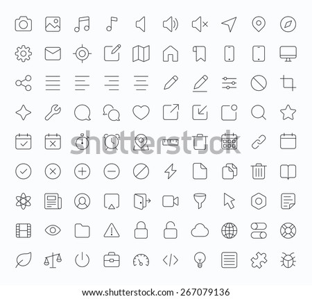 Outline vector icons for web and mobile. Thin 1 pixel stroke & 60x60 resolution