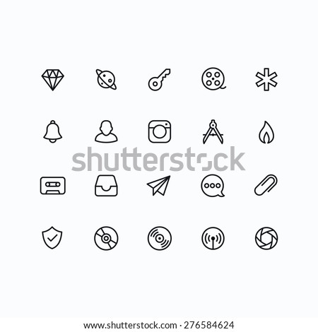 Outline vector icons for web and mobile. Thin 2 pixel stroke & 60x60 resolution.