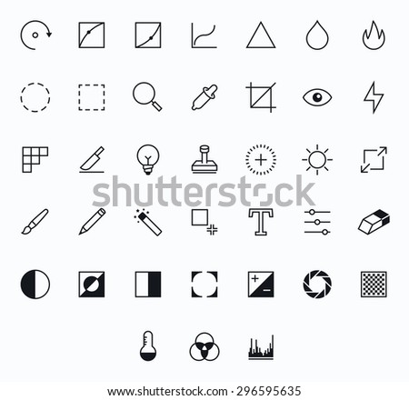 Photography Outline vector icons for web and mobile. Thin 2 pixel stroke