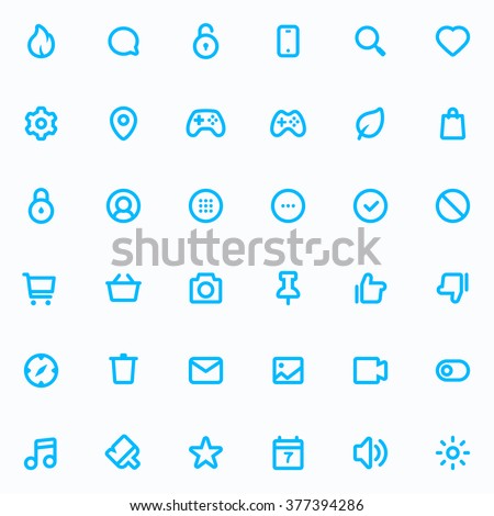 Outline vector icons for web and mobile. 36 Icons, 4 pixel stroke & 48x48 resolution