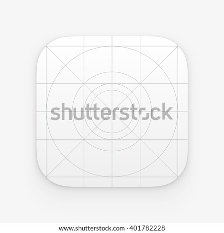 Application icon template with Guidelines, grids. Blank application icon for web and mobile. Vector isolated button