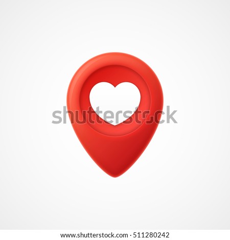 3d Map pointer with heart icon. Map Markers. Vector illustration