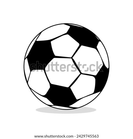 Classic Monochrome Soccer Ball on White Background. Silhouette of a Football Isolated on White.