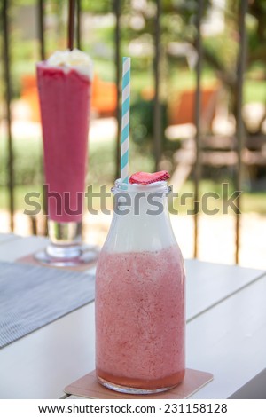 Close up of tasty fruit smoothies for refreshment and good health