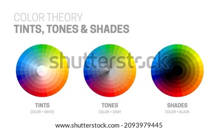 Color Theory Tints, Tones and Shades Vector Chart Illustration with Color Wheels Foto d'archivio © 